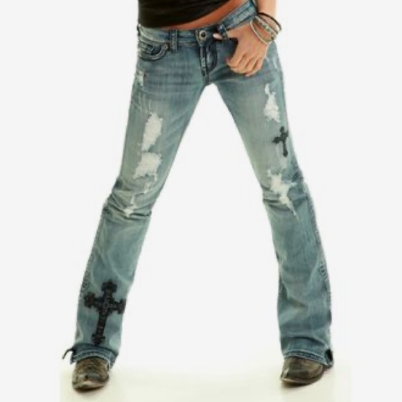 Cowgirl Tuff Women's Western Victory Black Cross Jeans Size 34 X 34 - Picture 1 of 13